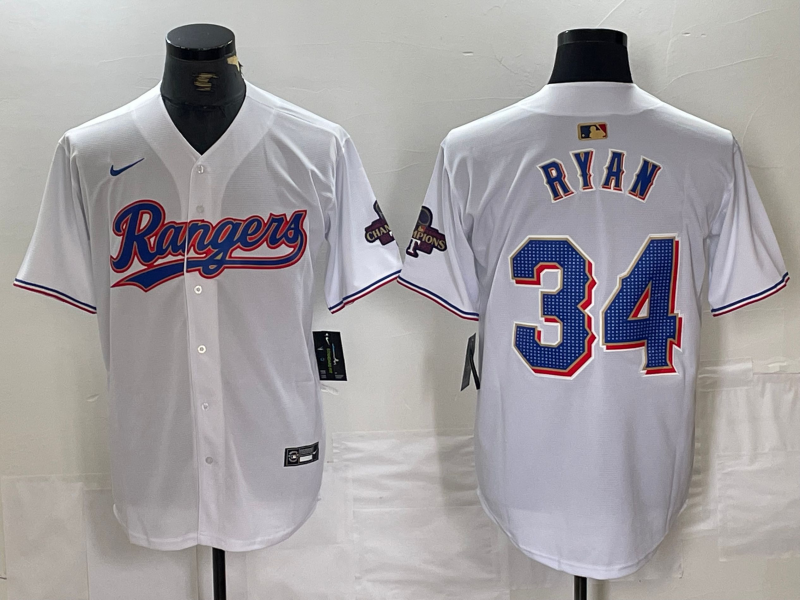 Men's Texas Rangers Nolan Ryan #34 White 2024 Gold Collection Limited Player Jerseys