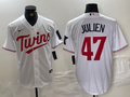 Men's Minnesota Twins Edouard Julien #47 White Home Replica Player Jerseys