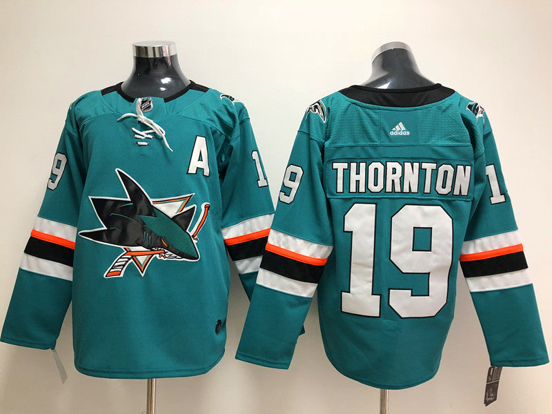 Men's San Jose Sharks Joe Thornton #19 Teal Home Breakaway Player Jerseys
