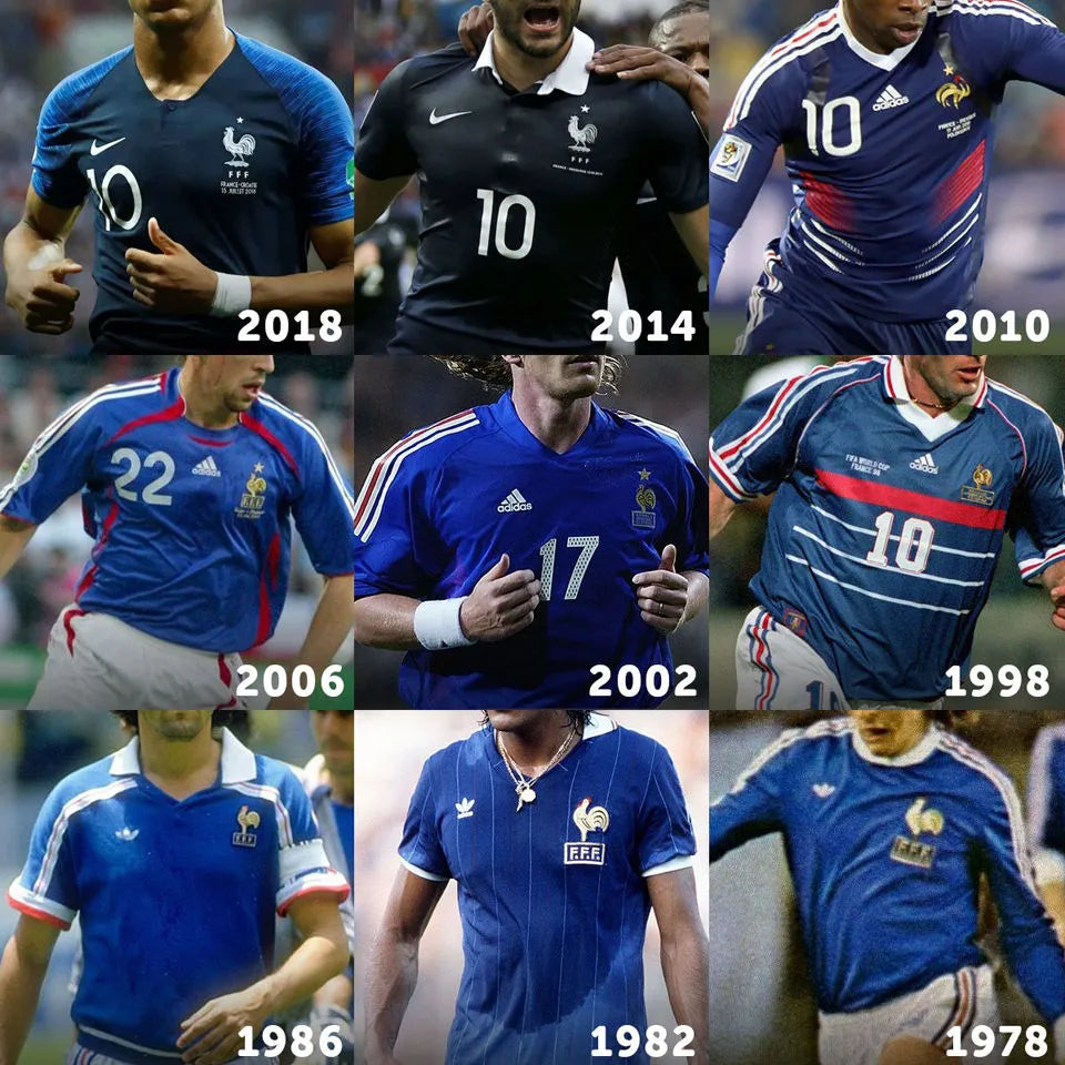 1982 France Home Blue Retro Soccer Jersey Detail 2