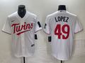 Men's Minnesota Twins Pablo Lopez #49 White Home Replica Player Jerseys