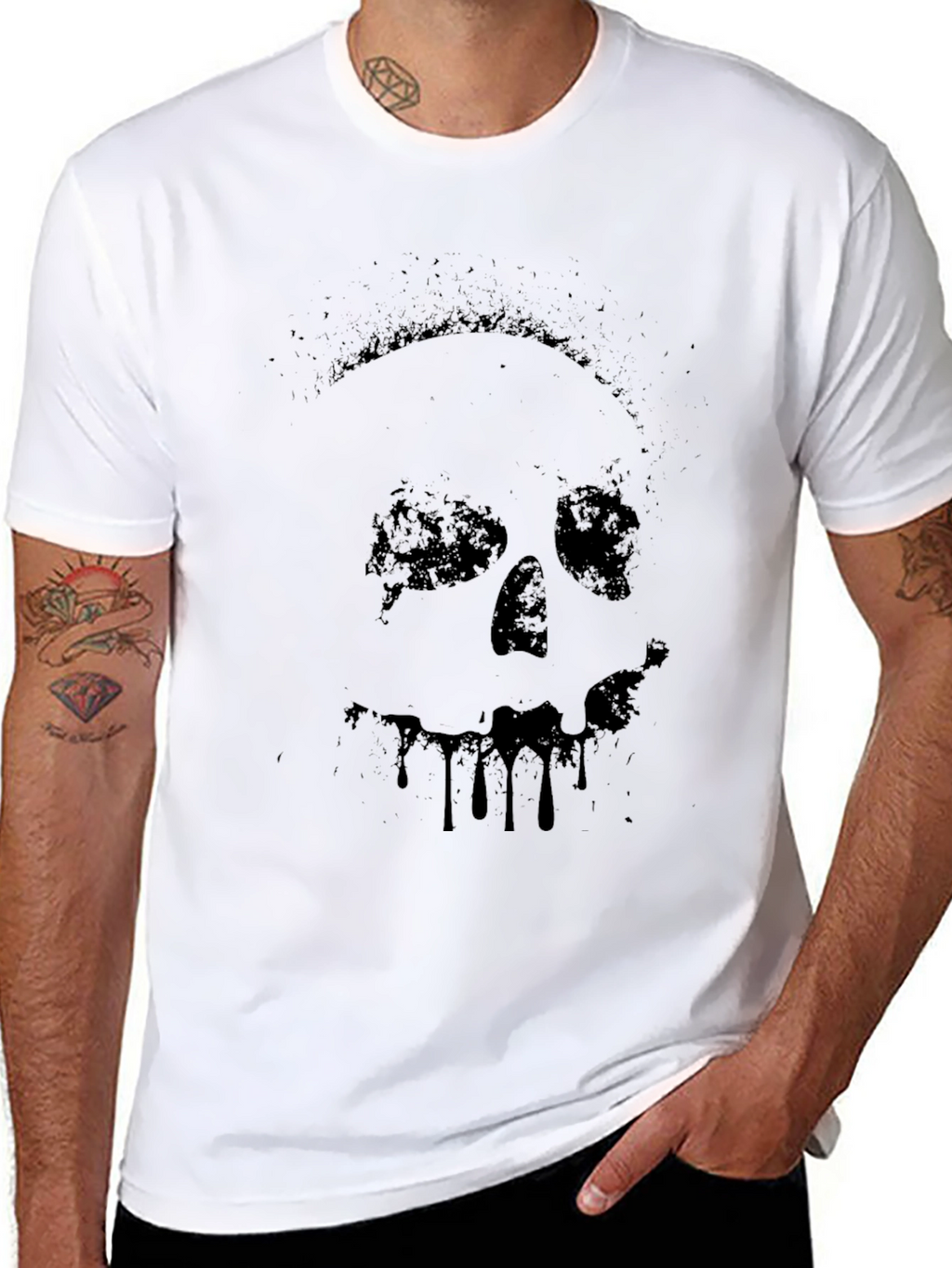 Mens Black Skull Graphic Print T-Shirt