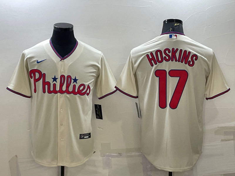 Men's Philadelphia Phillies Rhys Hoskins #17 Beige Replica Player Jerseys