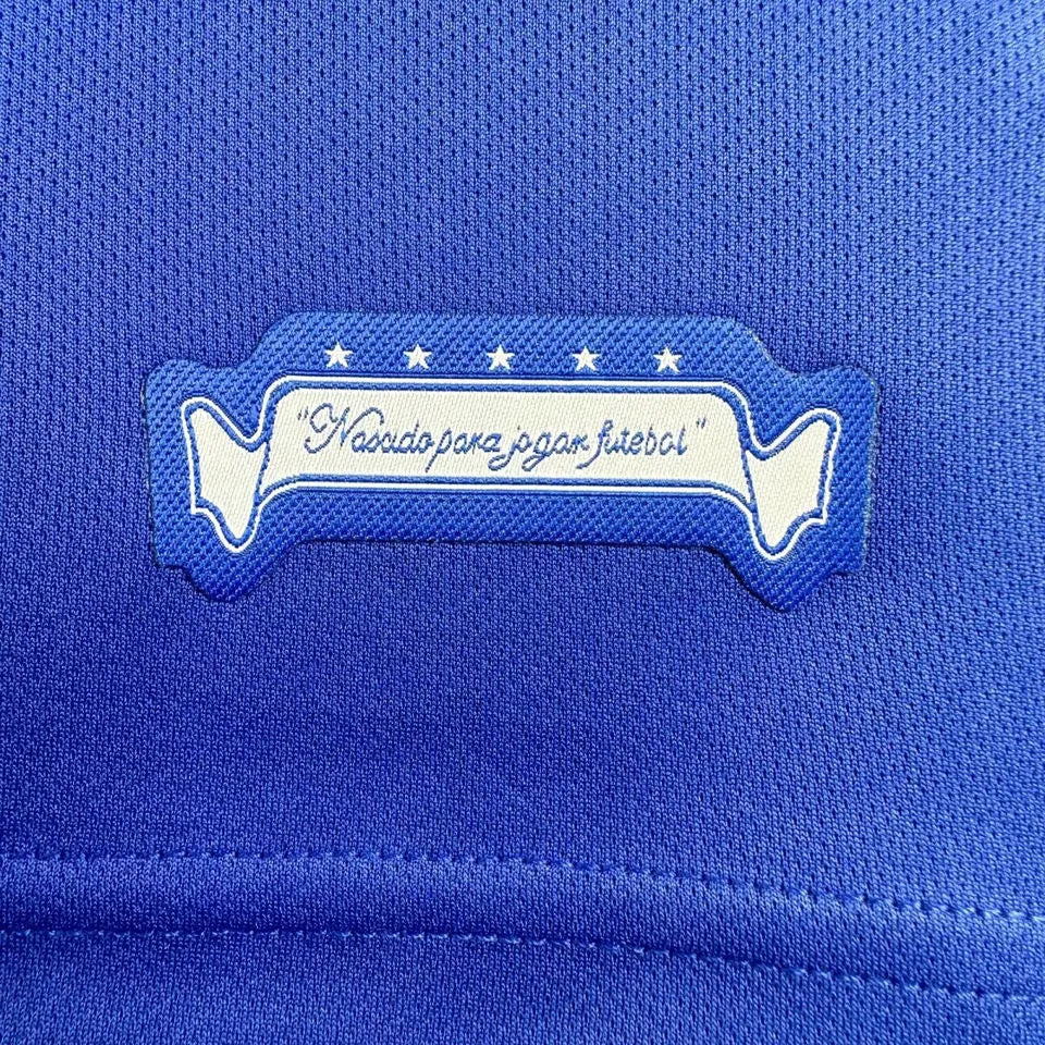 2006 Brazil Away Blue Retro Soccer Jersey Detail 4