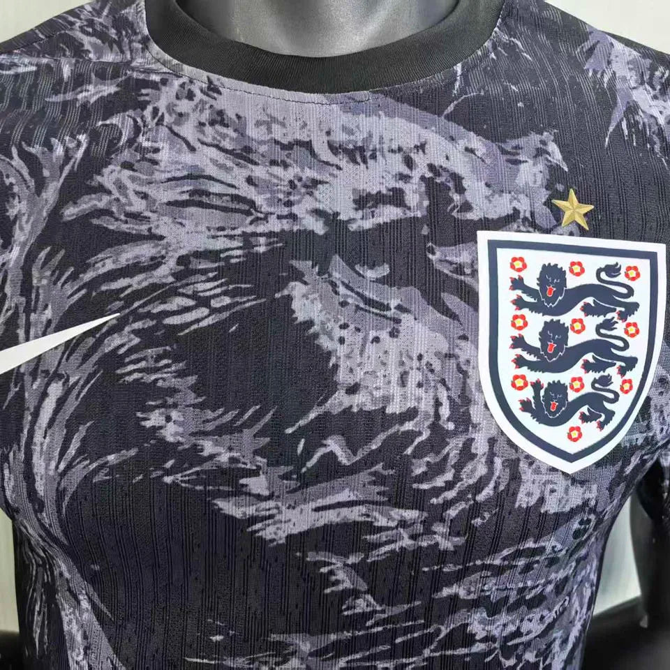 2026 England Special Edition Black Player Version Soccer Jersey Detail 1