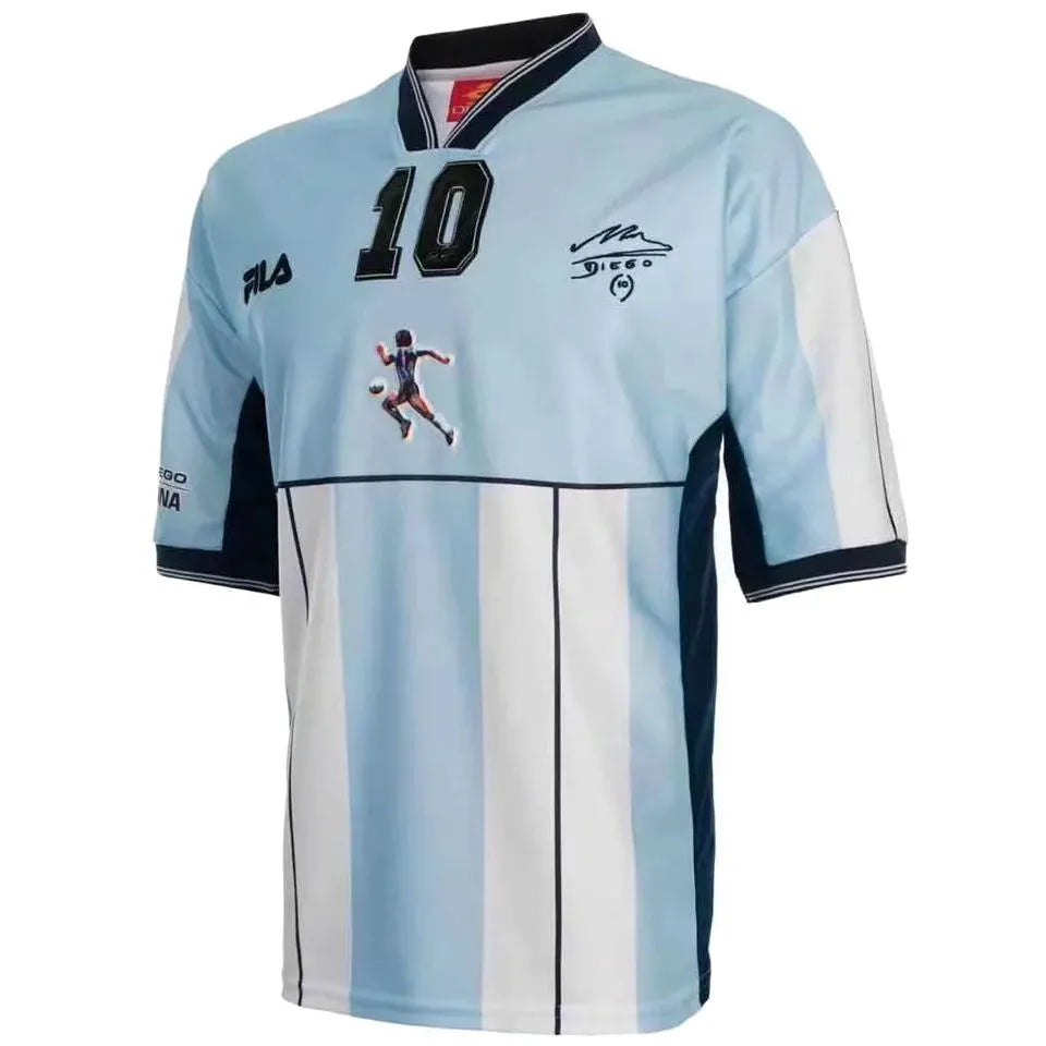 Maradona #10 Argentina Home Retro Soccer Jersey 2001有名有号 ★★ Front