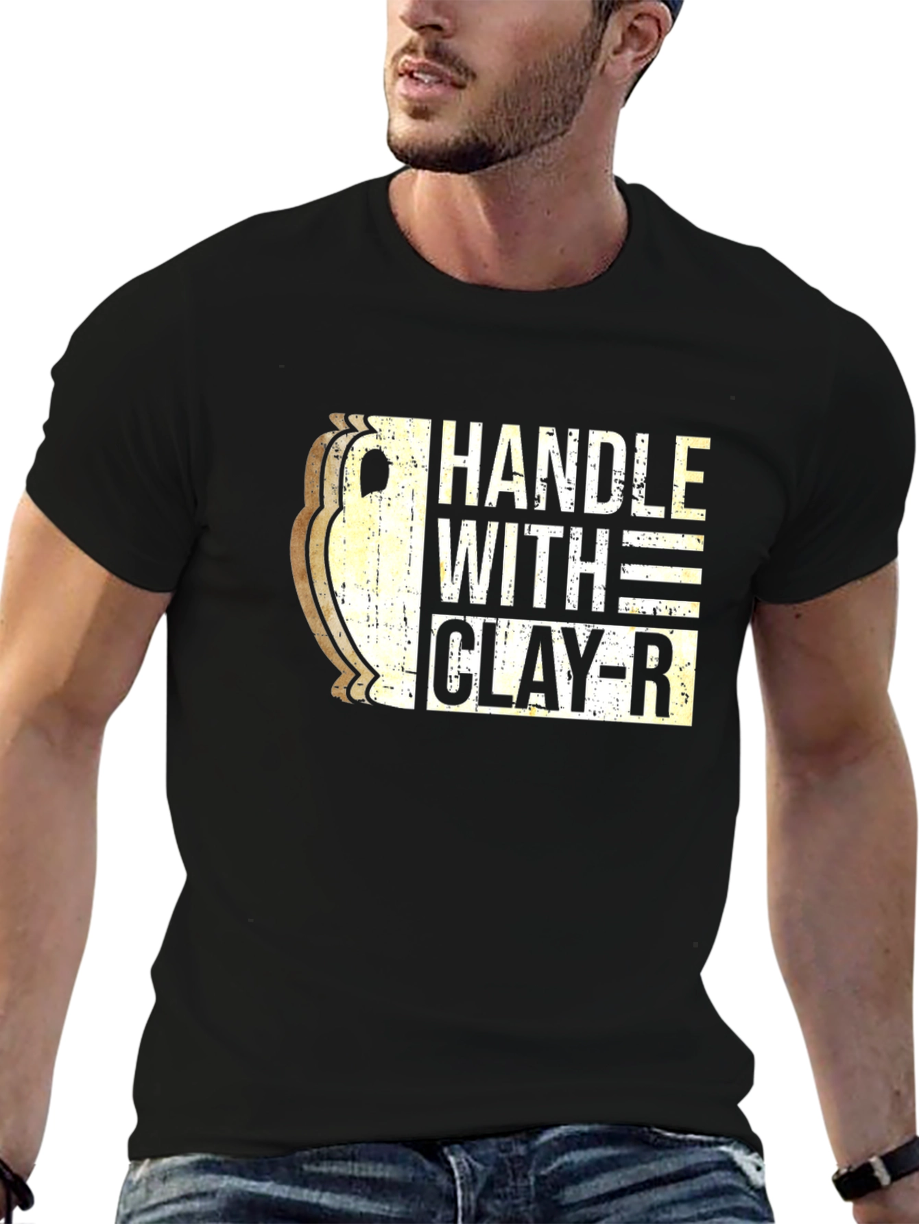 Handle With Clay-R Black Graphic T-Shirt