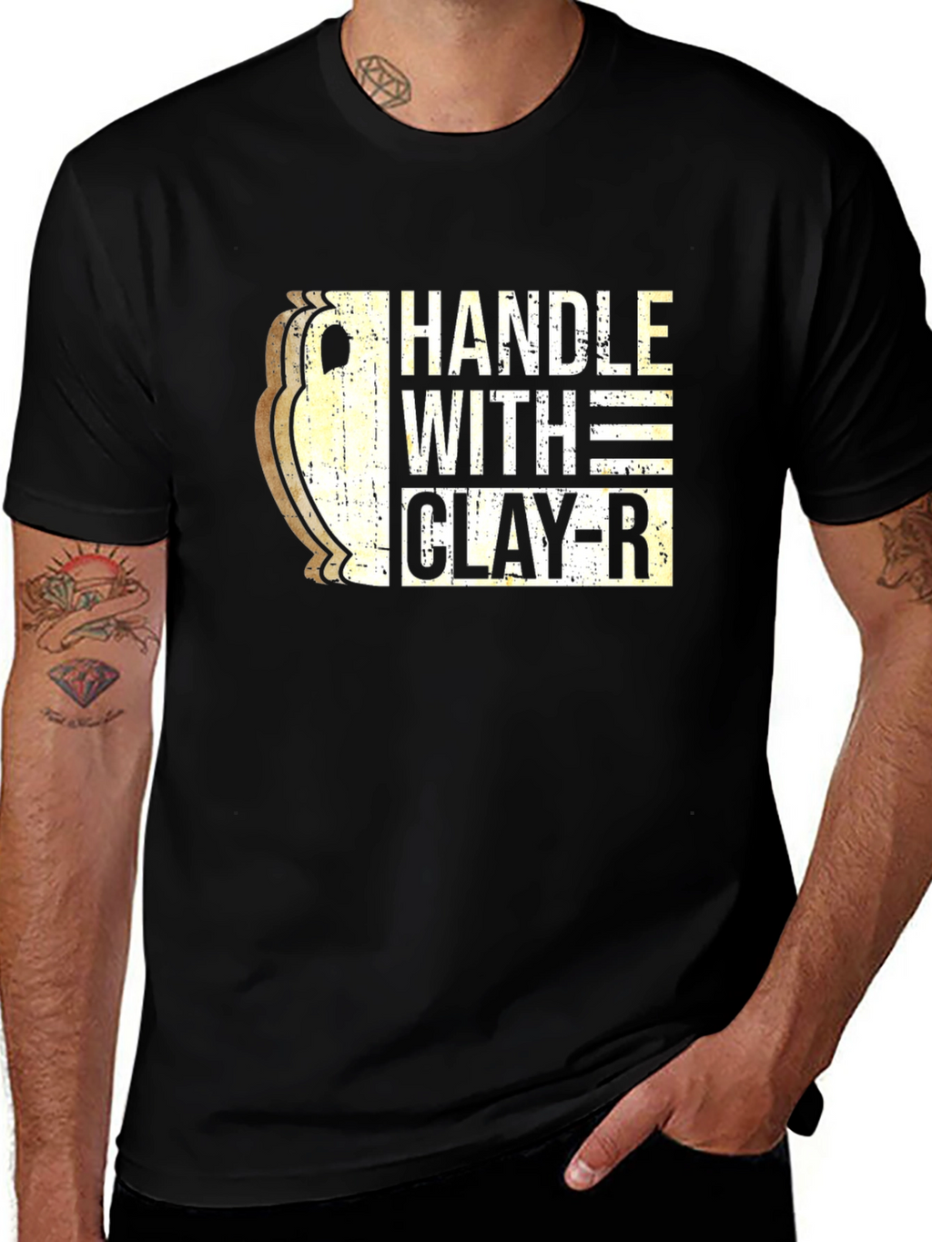Handle With Clay-R Black Graphic T-Shirt