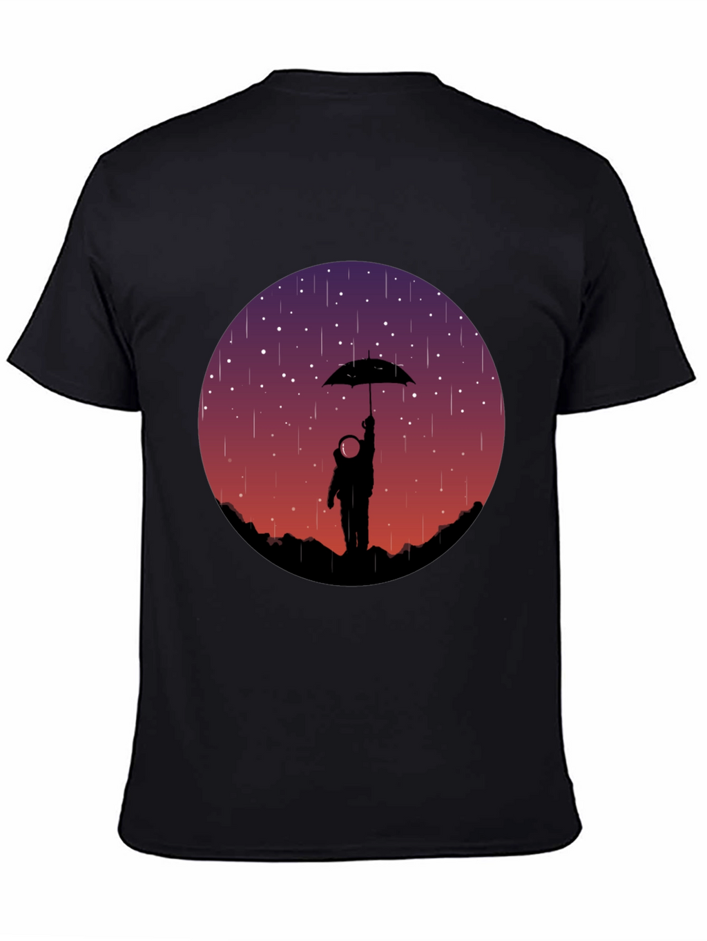 Astronaut Umbrella Graphic Tee - Mens Black T-Shirt