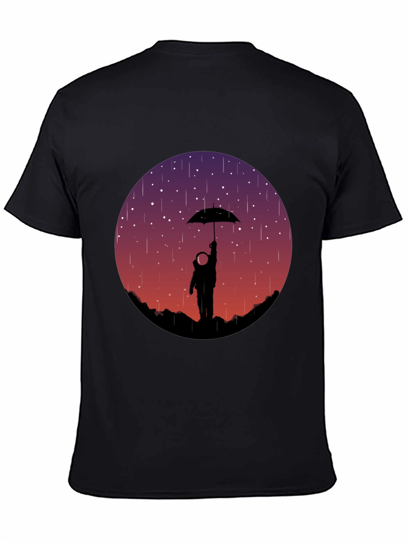 Astronaut Umbrella Graphic Tee - Mens Black T-Shirt