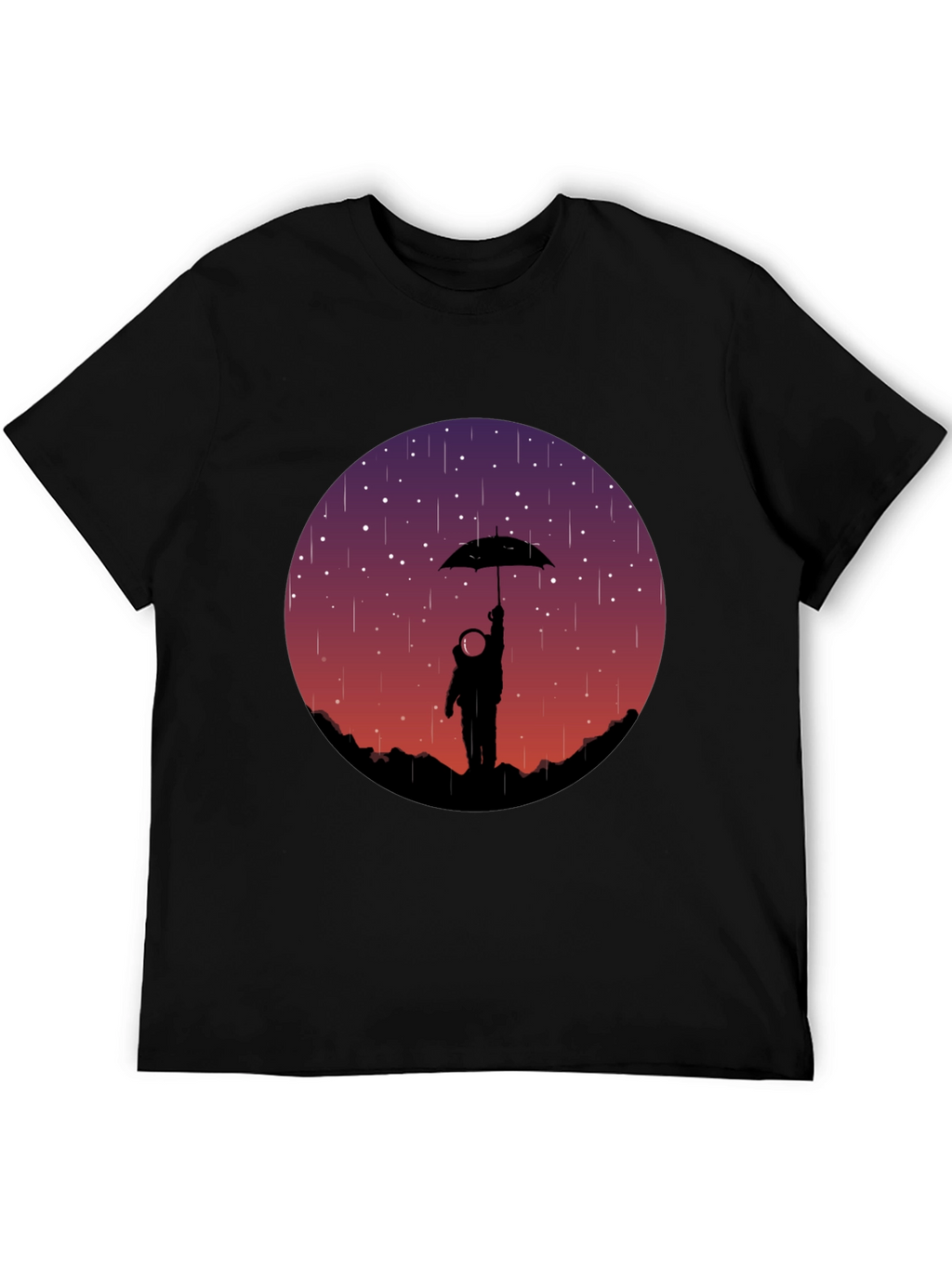 Astronaut Umbrella Graphic Tee - Mens Black T-Shirt
