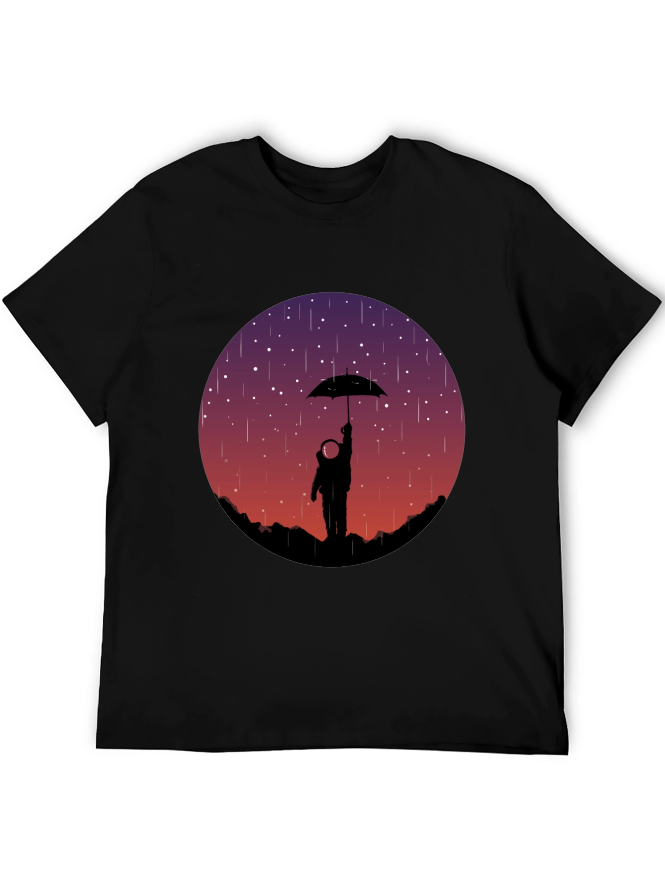 Astronaut Umbrella Graphic Tee - Mens Black T-Shirt