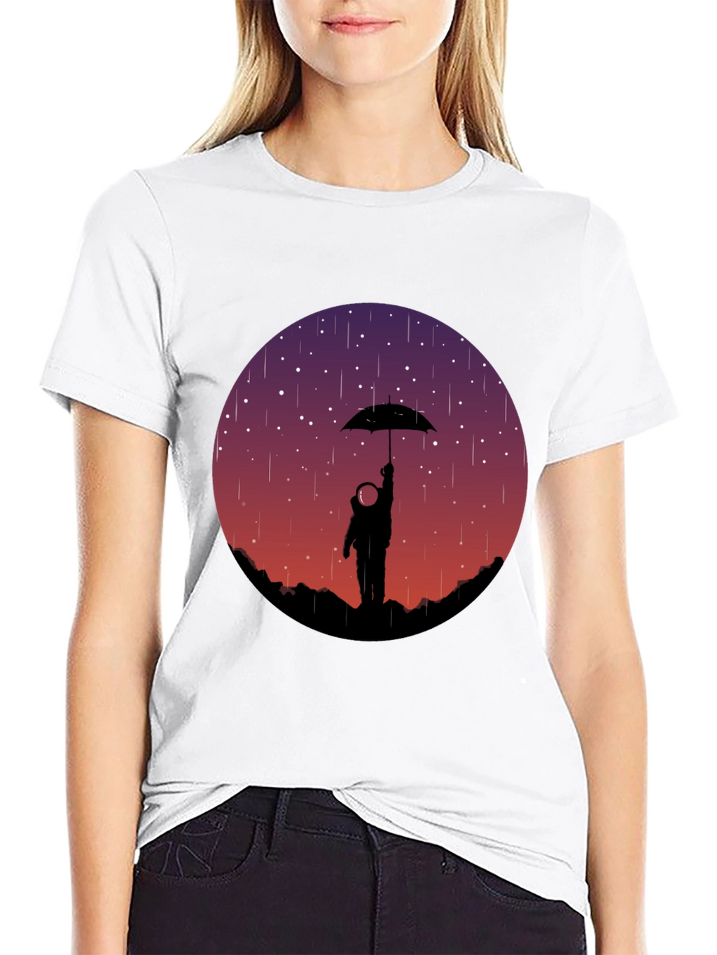 Astronaut Umbrella Graphic Tee - Mens Black T-Shirt