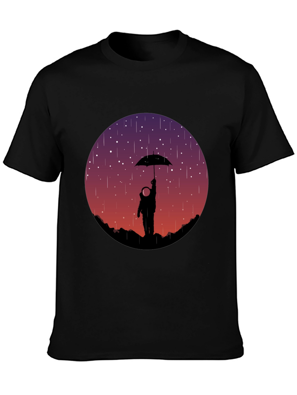 Astronaut Umbrella Graphic Tee - Mens Black T-Shirt