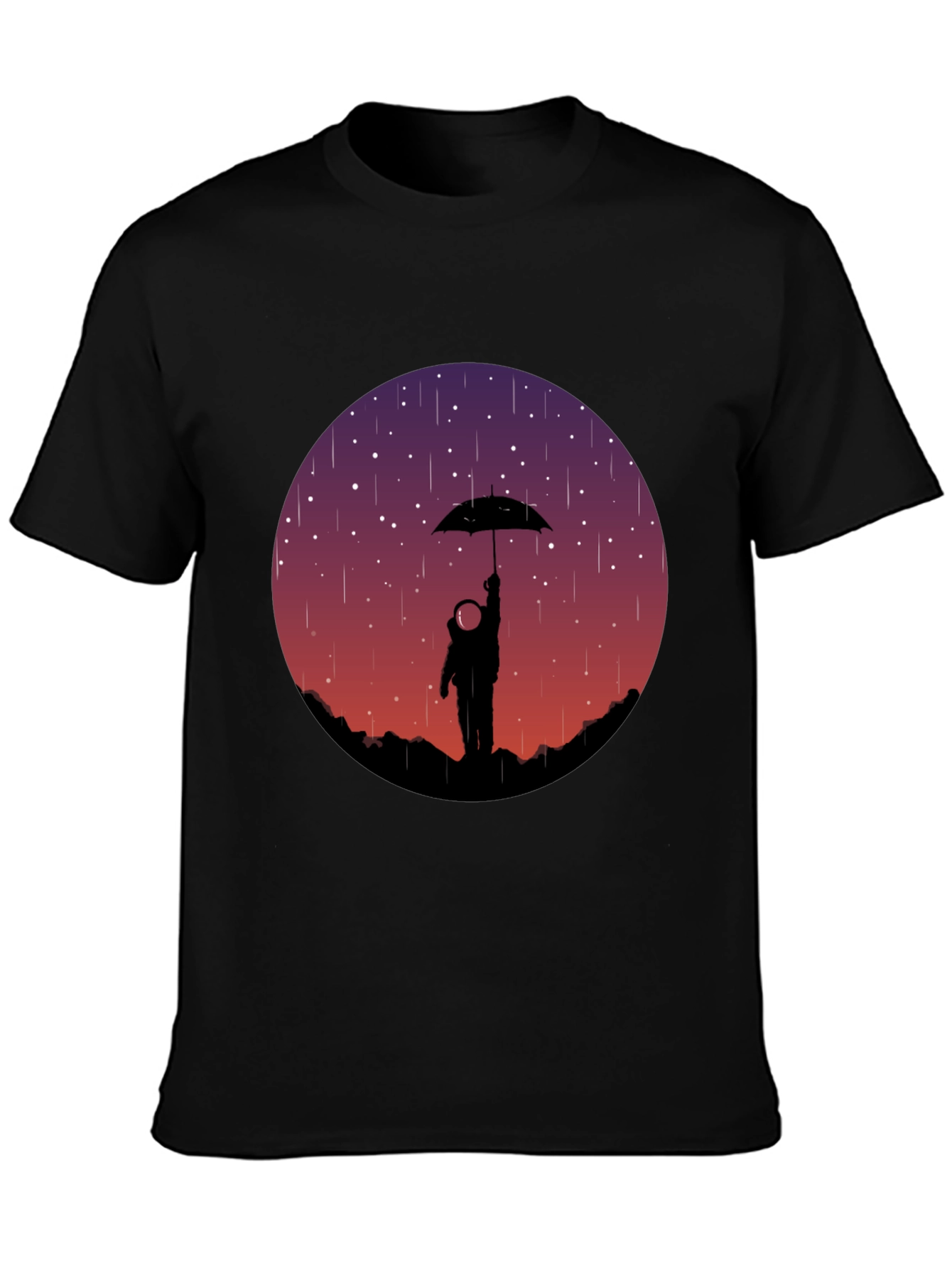 Astronaut Umbrella Graphic Tee - Mens Black T-Shirt
