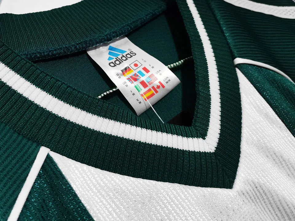 1998 Germany Away Green Retro Soccer Jersey Detail 1