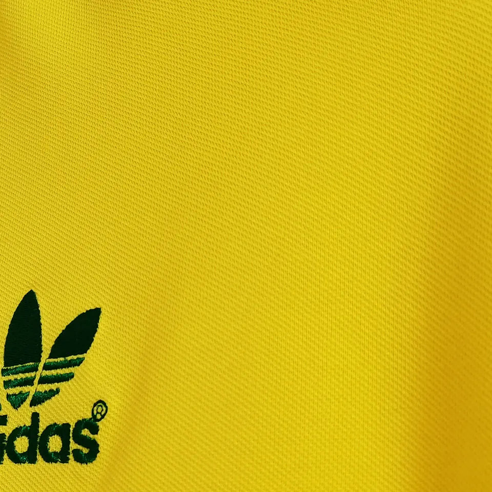 1982 Wales Away Yellow Retro Soccer Jersey Detail 4