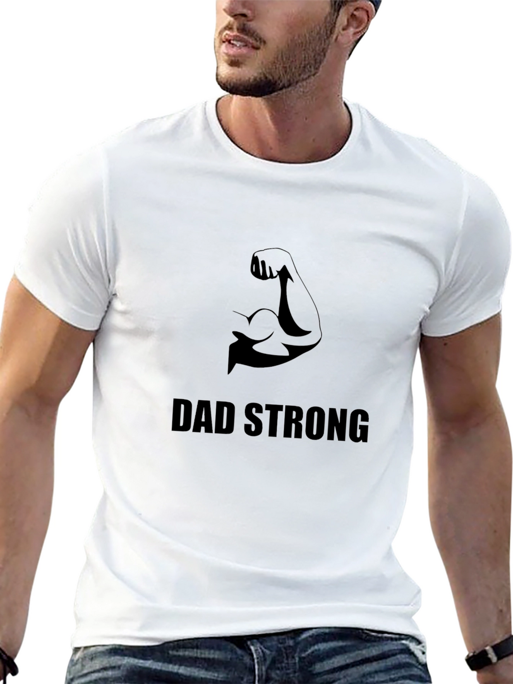Dad Strong Graphic Tee - Black Cotton T-Shirt