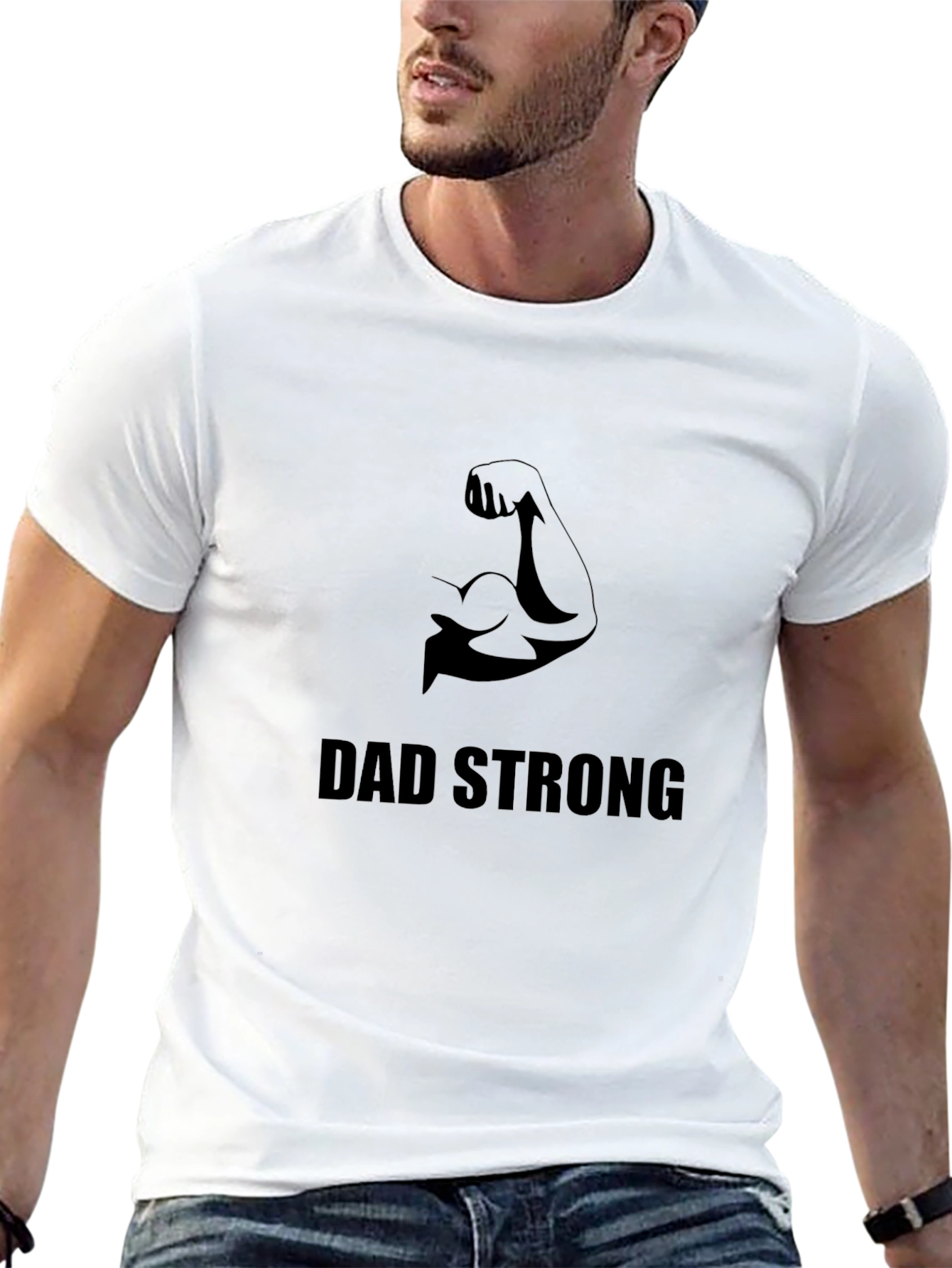 Dad Strong Graphic Tee - Black Cotton T-Shirt