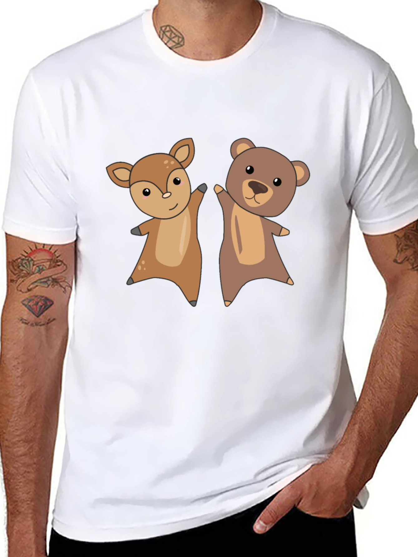 Cute Animal Cartoon Graphic T-Shirt