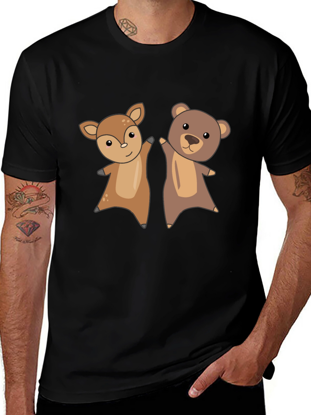 Cute Animal Cartoon Graphic T-Shirt