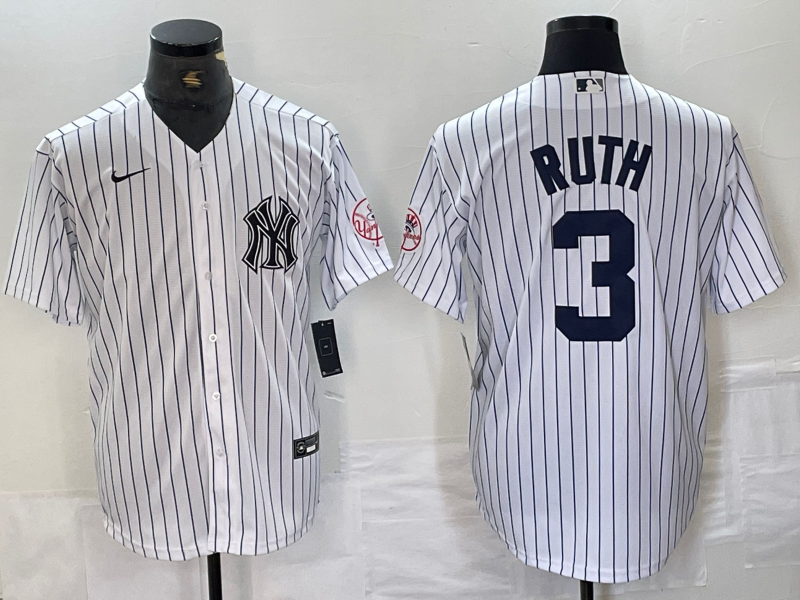 Men's New York Yankees Babe Ruth #3 White Limited Player Jerseys