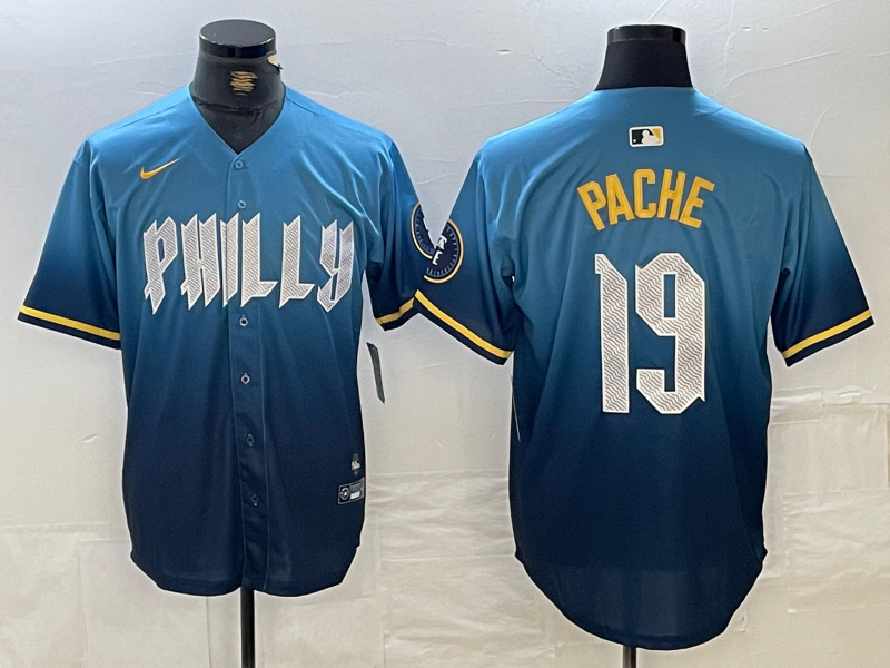 Men's Philadelphia Phillies Cristian Pache #19 Blue 2024 City Connect Limited Player Jerseys