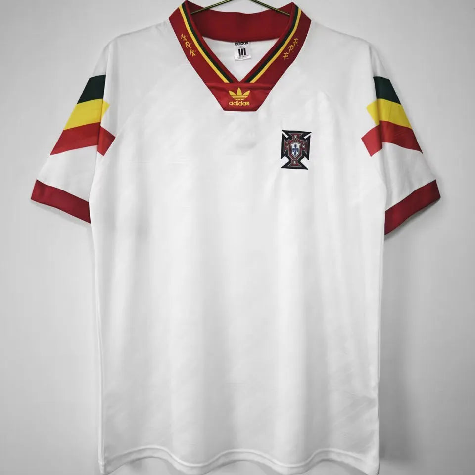 1992/94 Portugal Away White Retro Soccer Jersey Front