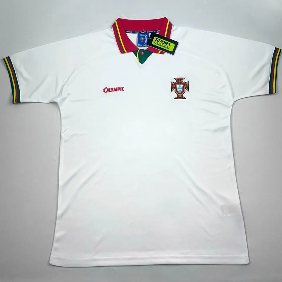 1995/96 Portugal Away White Retro Soccer Jersey Front