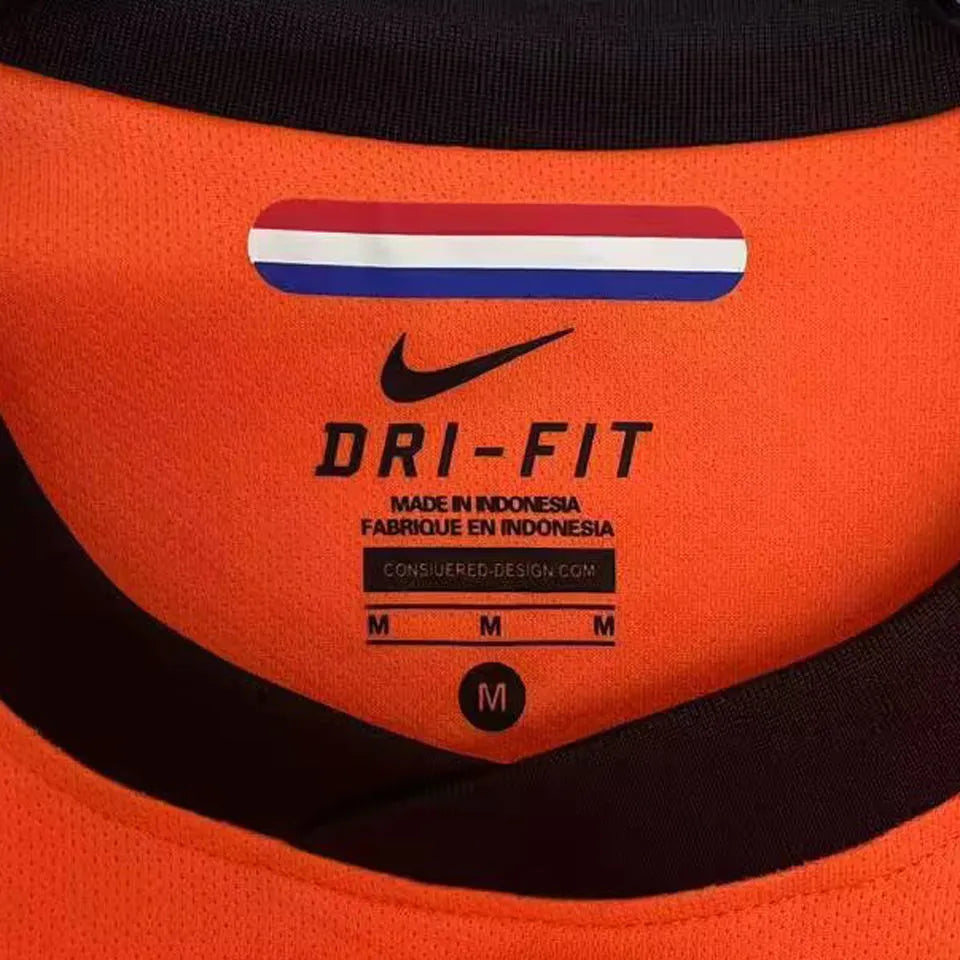 2010 Netherlands Home Orange Retro Jersey Detail 3