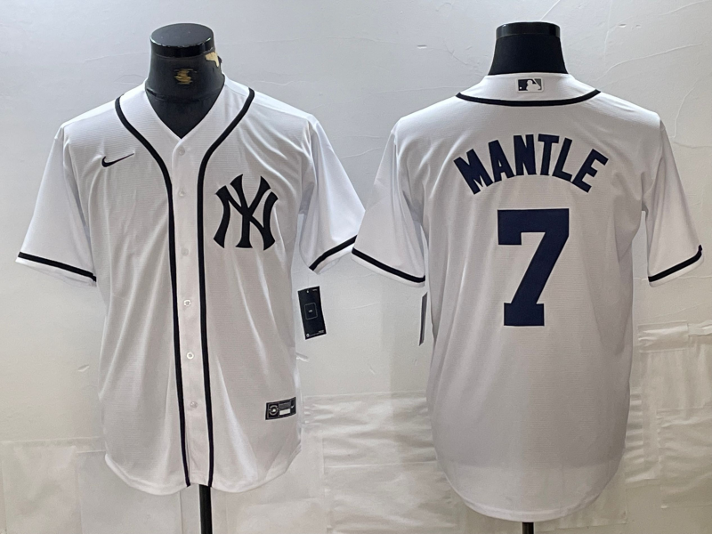 Men's New York Yankees Mickey Mantle #7 White Limited Game Jerseys