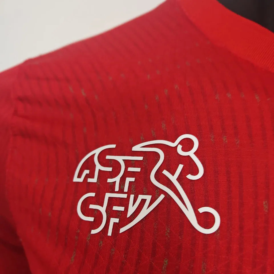 2026/27 Switzerland Home Red Player Version Soccer Jersey Detail 3