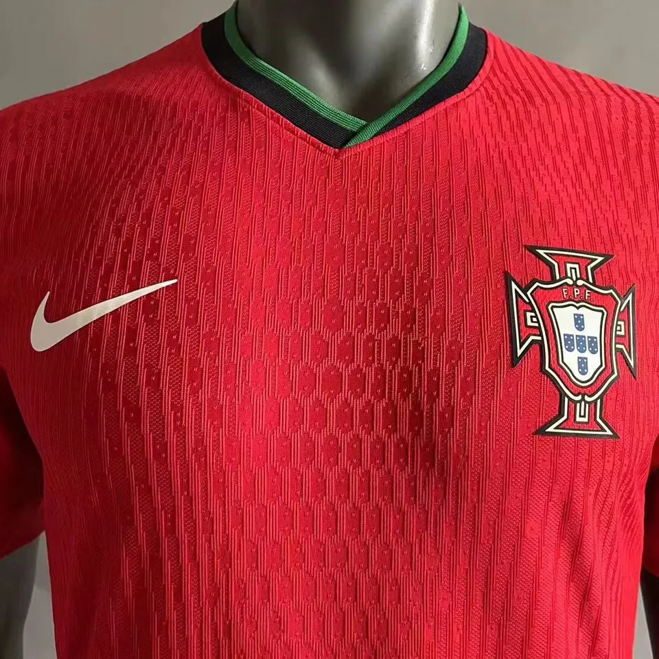 2024/25 Portugal Home Red Player Version Long Sleeve Jersey Detail 1