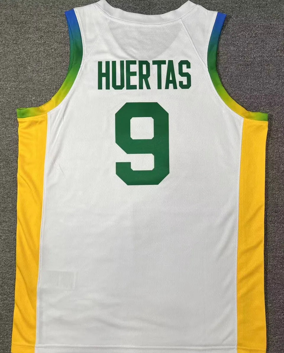 2024 Brazil Team HUERTAS #9 White Jersey Back