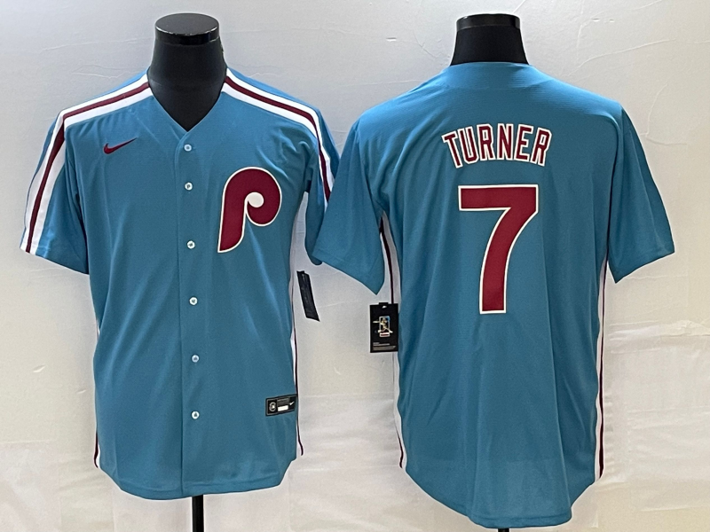 Men's Philadelphia Phillies Trea Turner #7 Blue Replica Player Jerseys