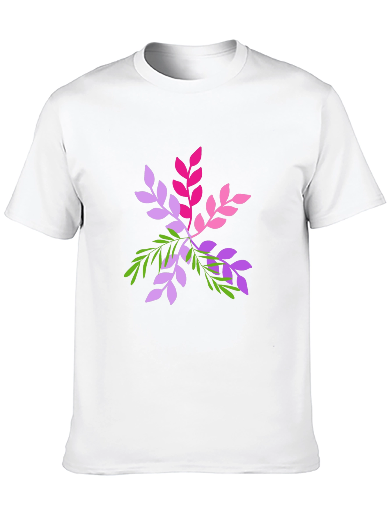 Leaf Design Black T-Shirt - Casual Wear