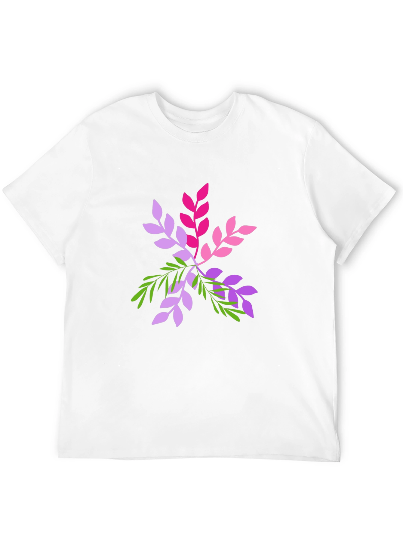 Leaf Design Black T-Shirt - Casual Wear