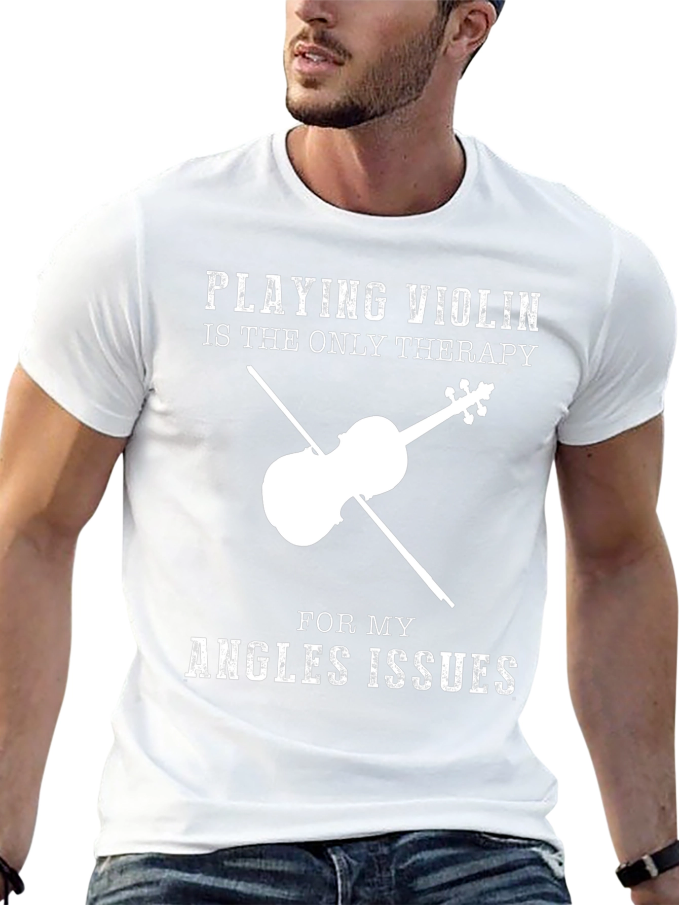 Violin Therapy T-Shirt - Angles Issues Humor