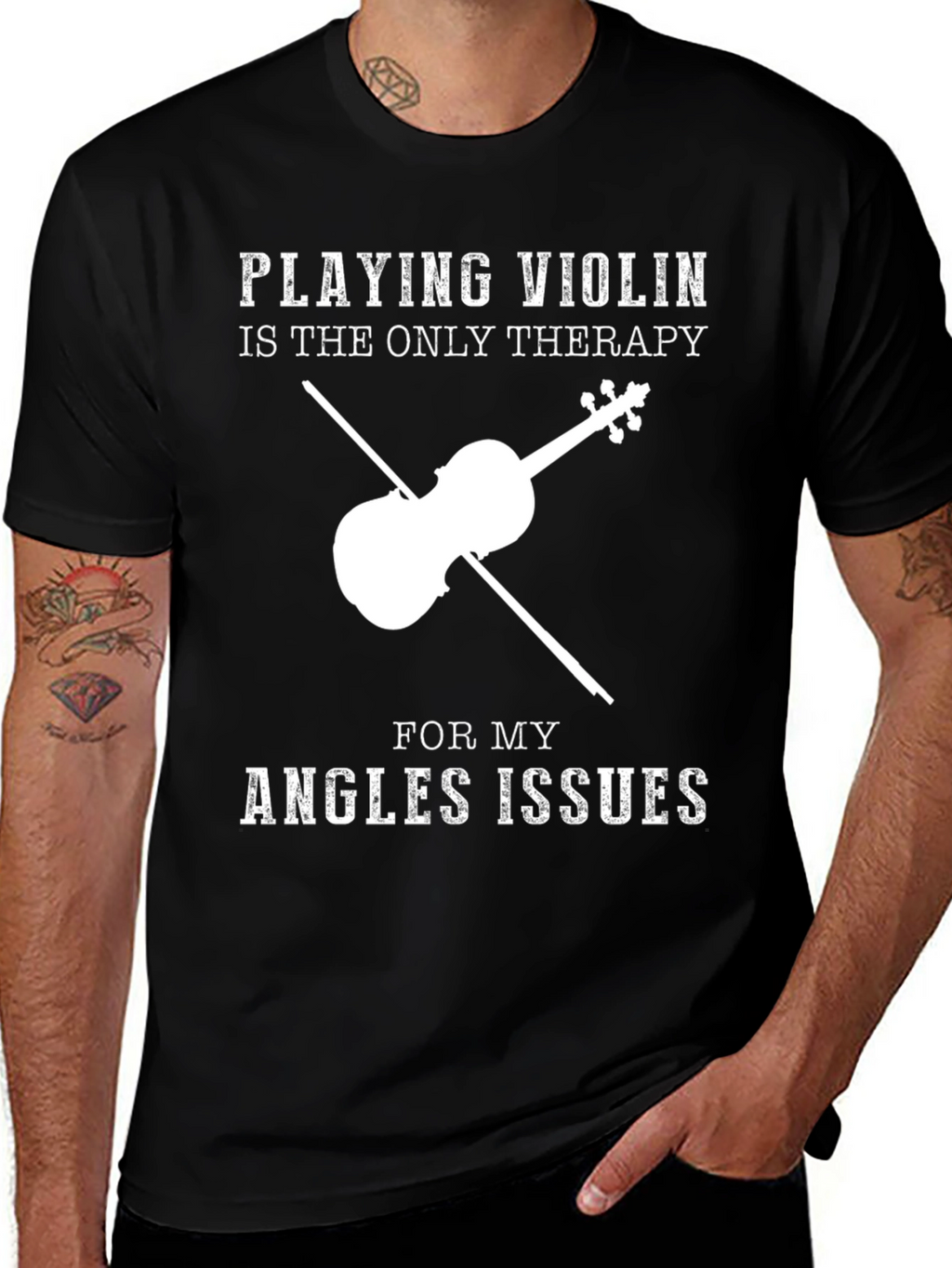 Violin Therapy T-Shirt - Angles Issues Humor