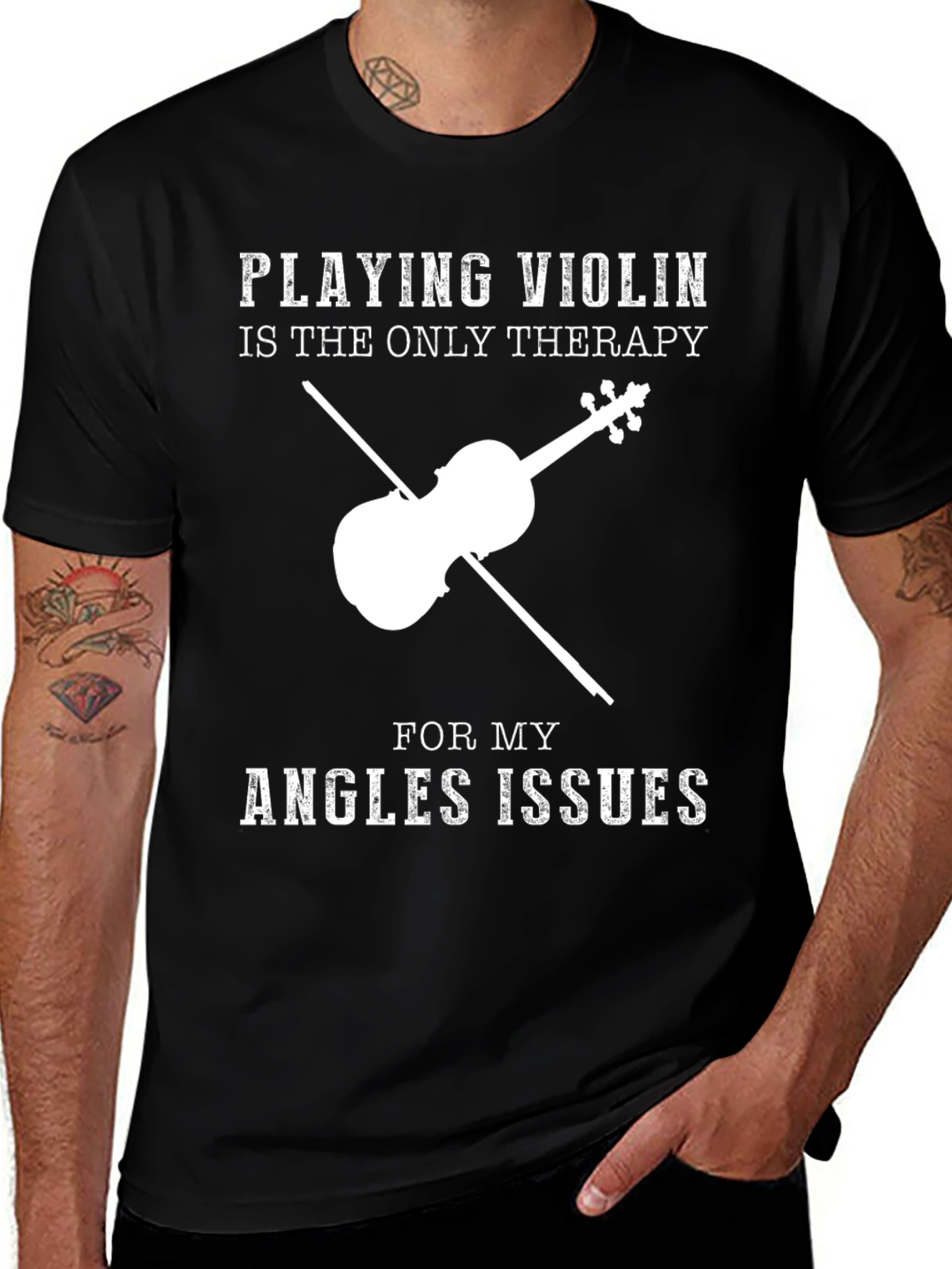 Violin Therapy T-Shirt - Angles Issues Humor