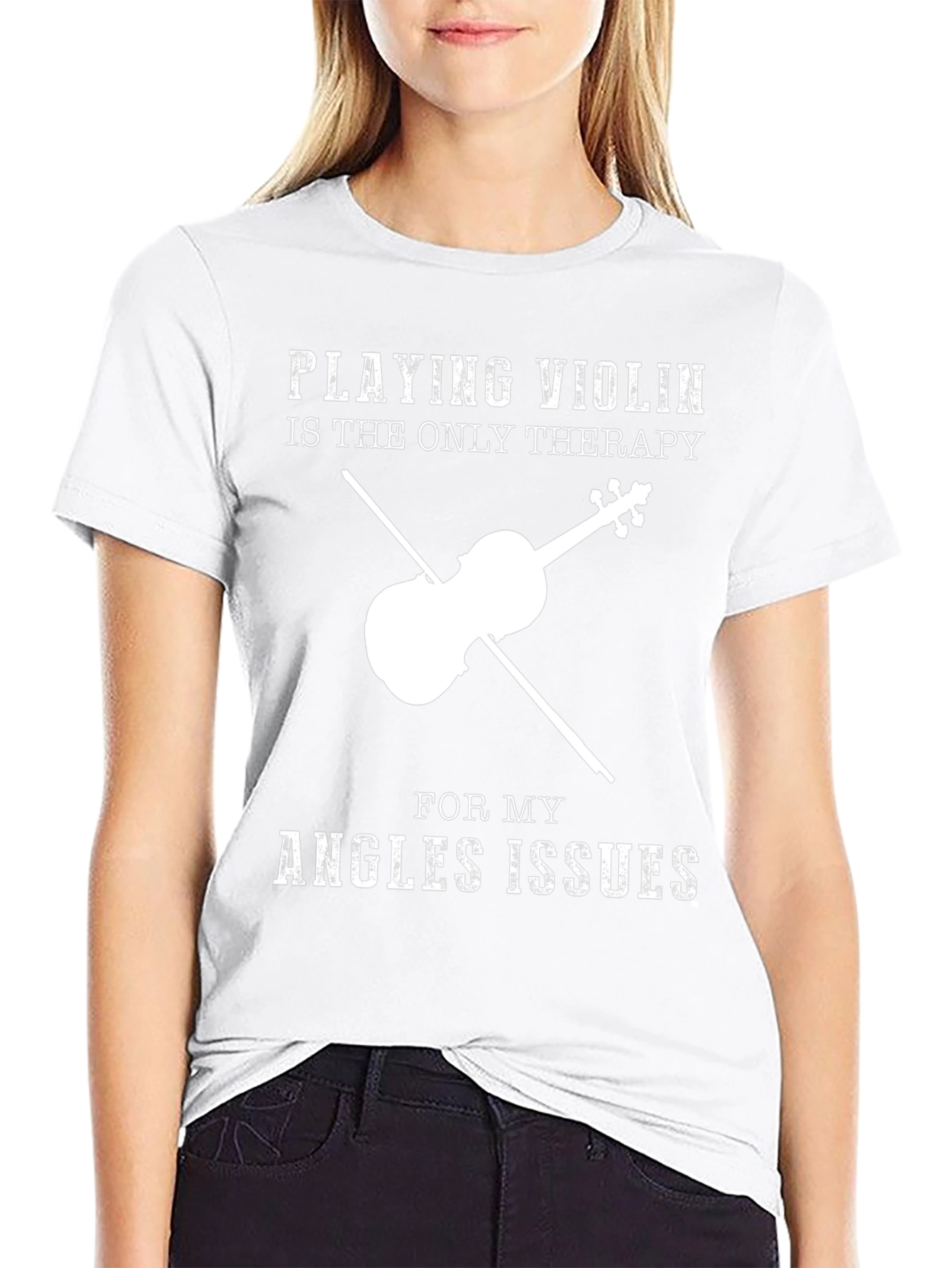 Violin Therapy T-Shirt - Angles Issues Humor