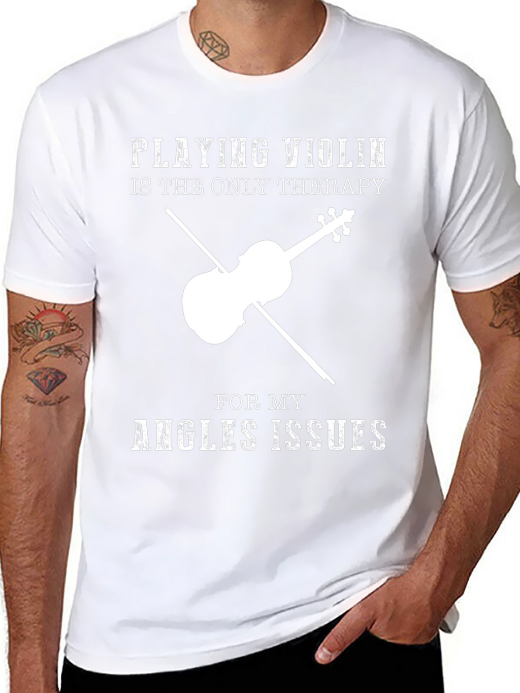 Violin Therapy T-Shirt - Angles Issues Humor