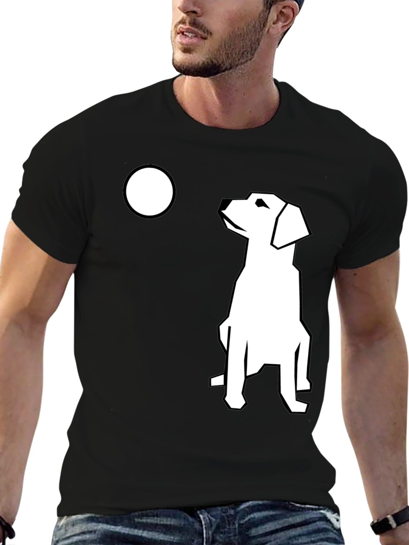 Modern Dog Graphic T-Shirt - Black Casual Tee