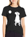 Modern Dog Graphic T-Shirt - Black Casual Tee