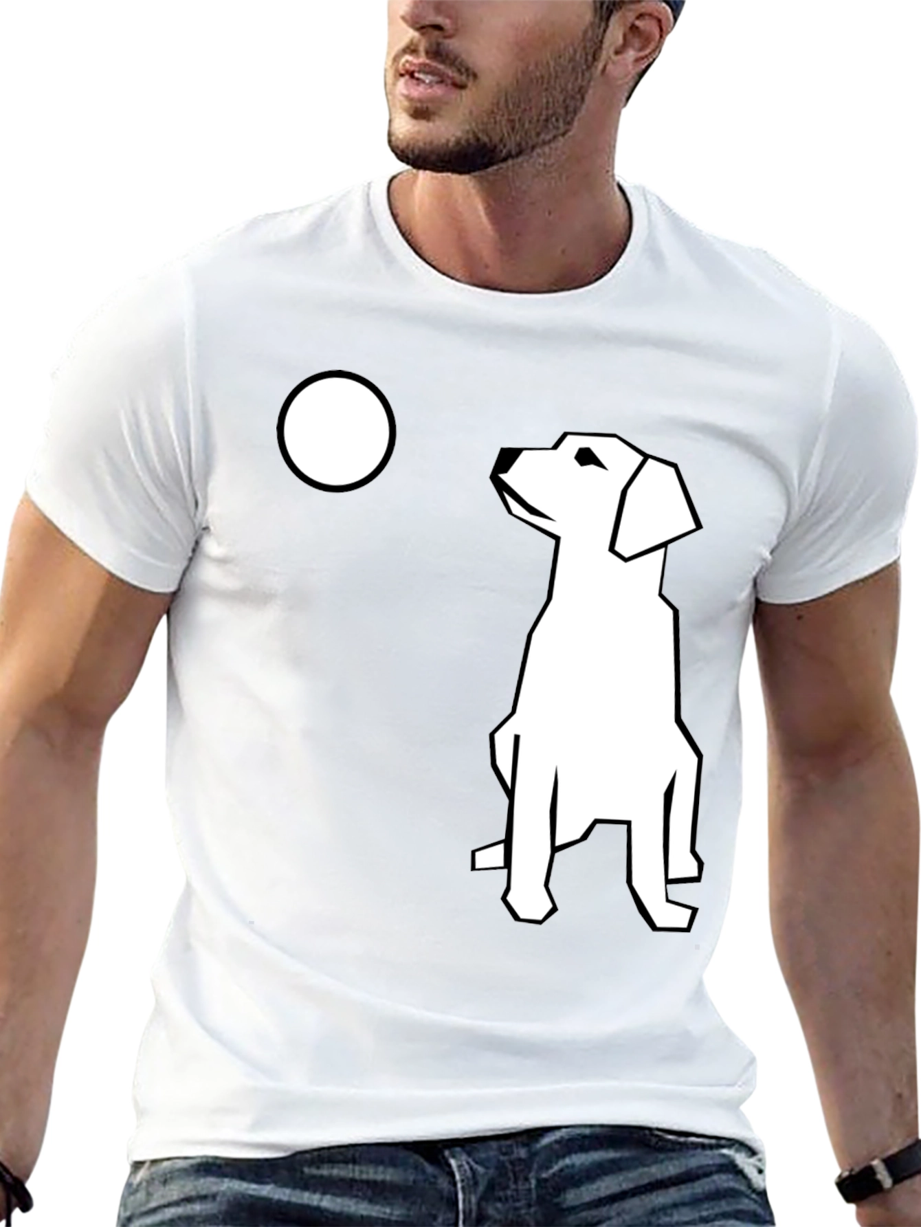 Modern Dog Graphic T-Shirt - Black Casual Tee