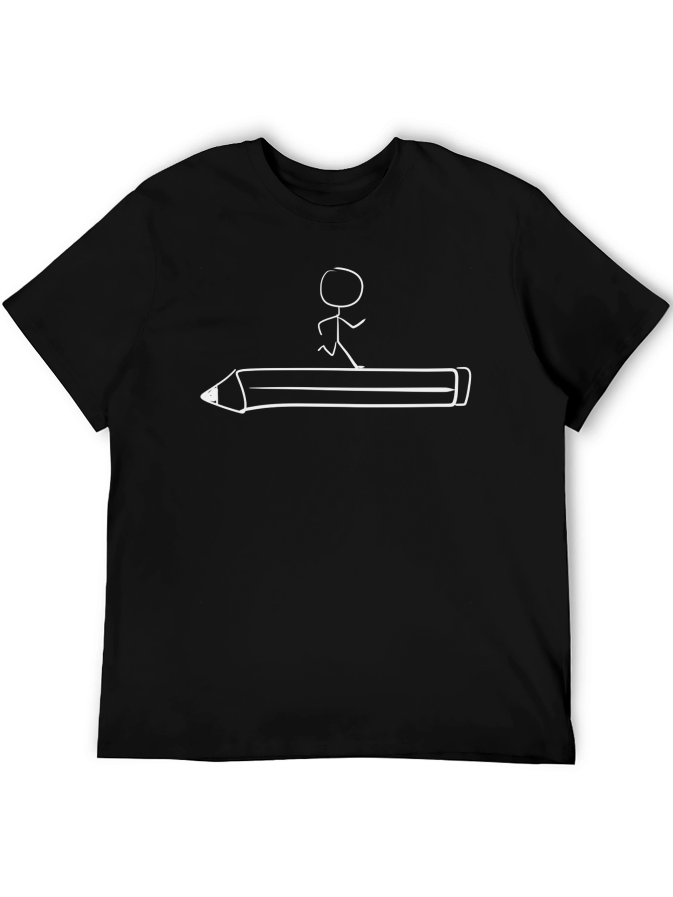 Pencil Runner Graphic Tee - Black Cotton T-Shirt