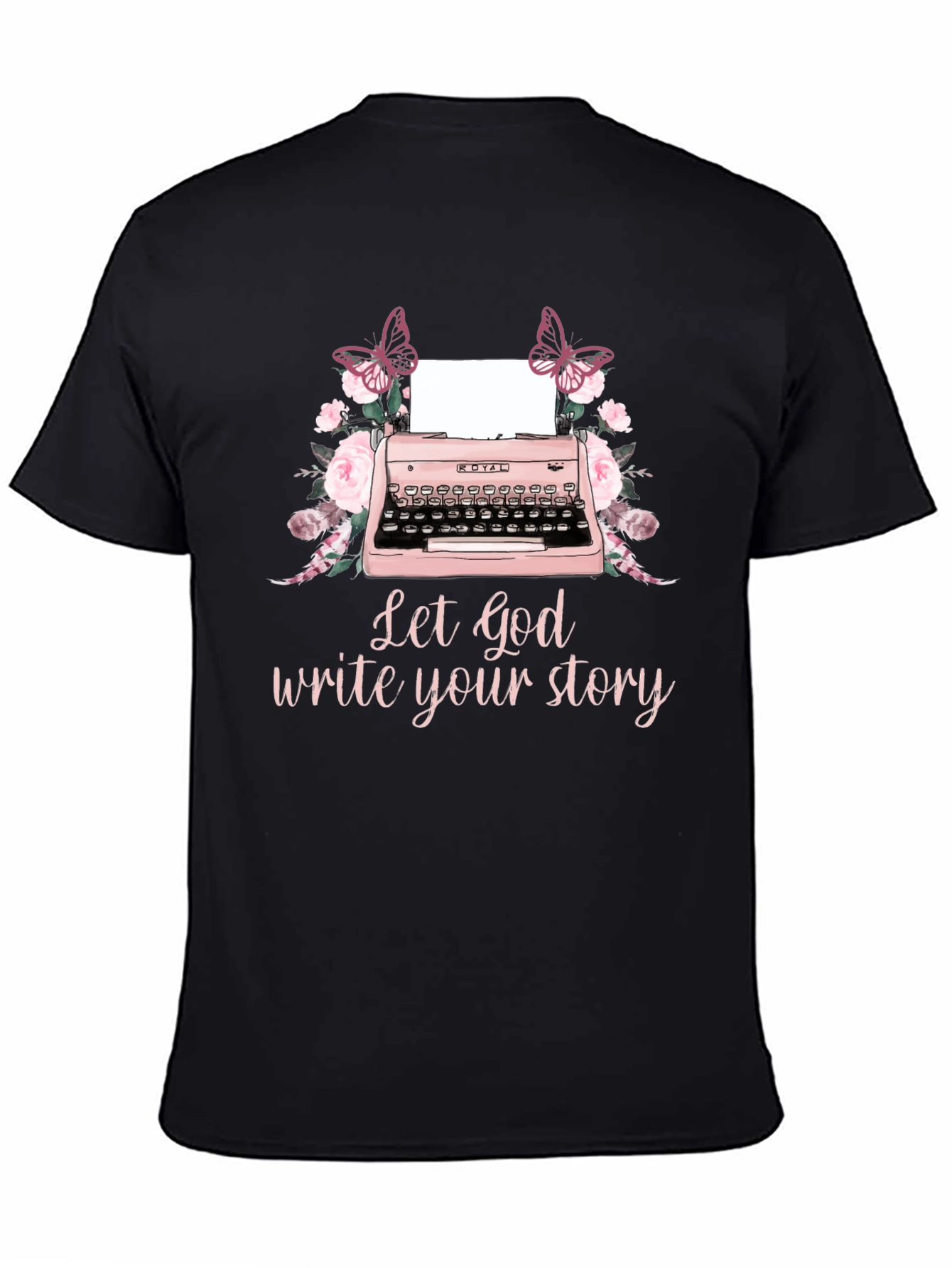 Floral Typewriter T-Shirt - Let God Write Your Story