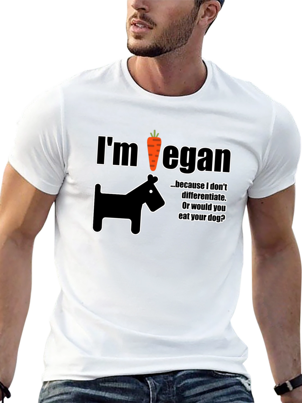 Im Vegan T-Shirt Dog Carrot Funny Vegetarian Tee