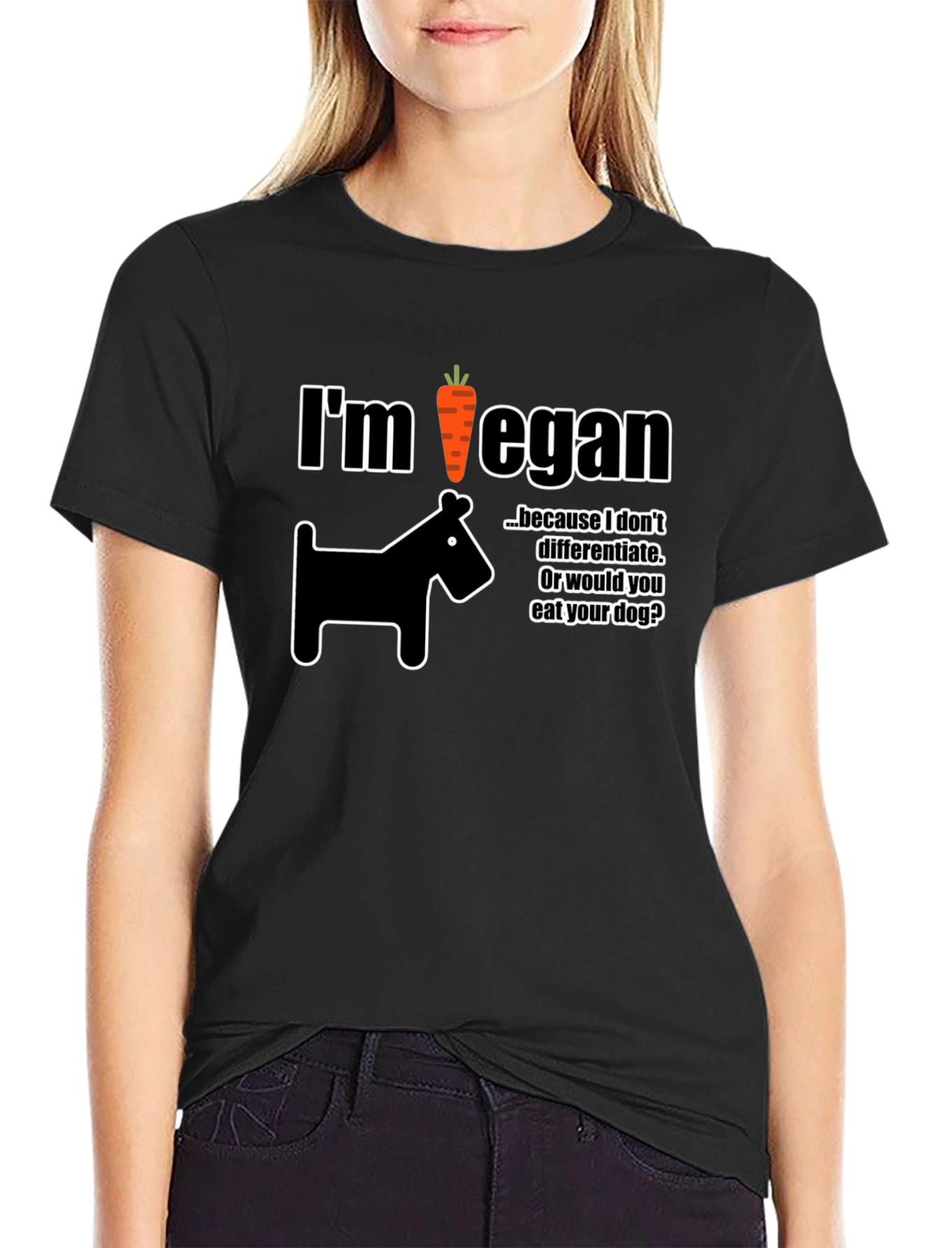 Im Vegan T-Shirt Dog Carrot Funny Vegetarian Tee