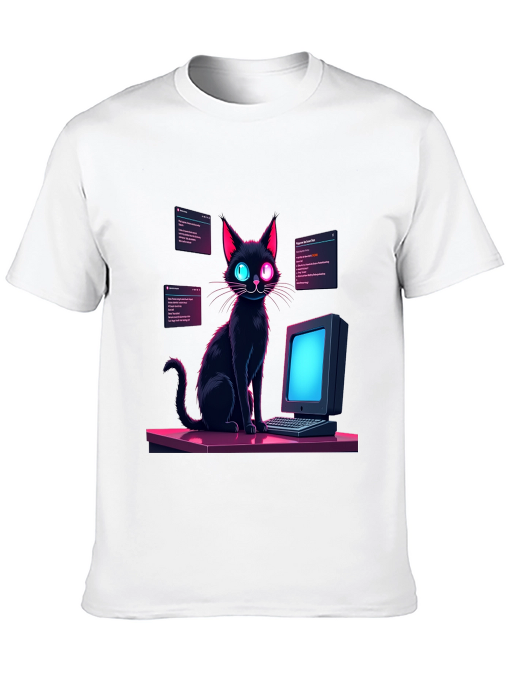 Cyber Cat T-Shirt - Coding Black Cat Tee